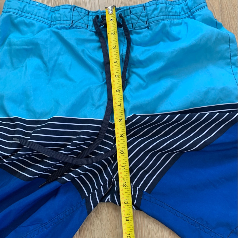 Merona Navy Blue Striped Stretch Swim Trunks Men’s M - Picture 6 of 8